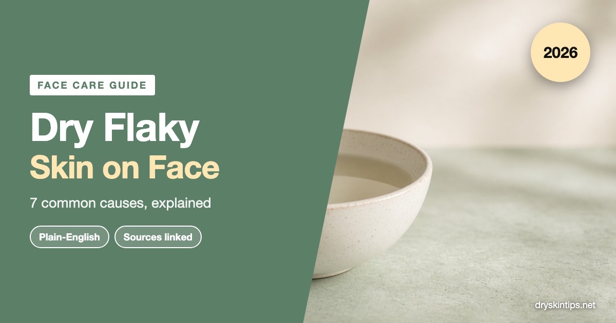 Dry flaky skin on face: a pale bowl of warm water and a washcloth on a sage stone surface