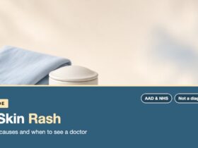Dry skin rash guide: a folded cotton sleeve beside a ceramic jar on a pale surface