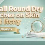 Small round dry patches on skin not itchy: a magnifying glass, a towel and a stethoscope with a question mark