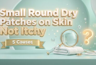Small round dry patches on skin not itchy: a magnifying glass, a towel and a stethoscope with a question mark